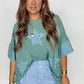 Frayed Denim Star Patched T Shirt