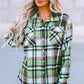 Geometric Plaid Print Pocketed Shacket