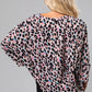 Plus Size Leopard V Neck Batwing Sleeve Top