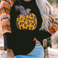 Leopard Pumpkin Patched Contrast Long Sleeve Top