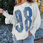 Faded Varsity Print Loose Pullover Top