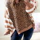 Block Patchwork Leopard Casual Sweatshirt with Slits