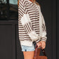 Stripe Stitched Detail Color Block Patchwork Oversized Pullover Top