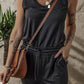 Black Casual Tank Style Tie Waist Pocketed Jogger Jumpsuit