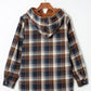 Plaid Pattern Sherpa Lined Hooded Shacket