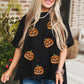 Sequin Jack-o-lantern Pattern Halloween Casual Tee