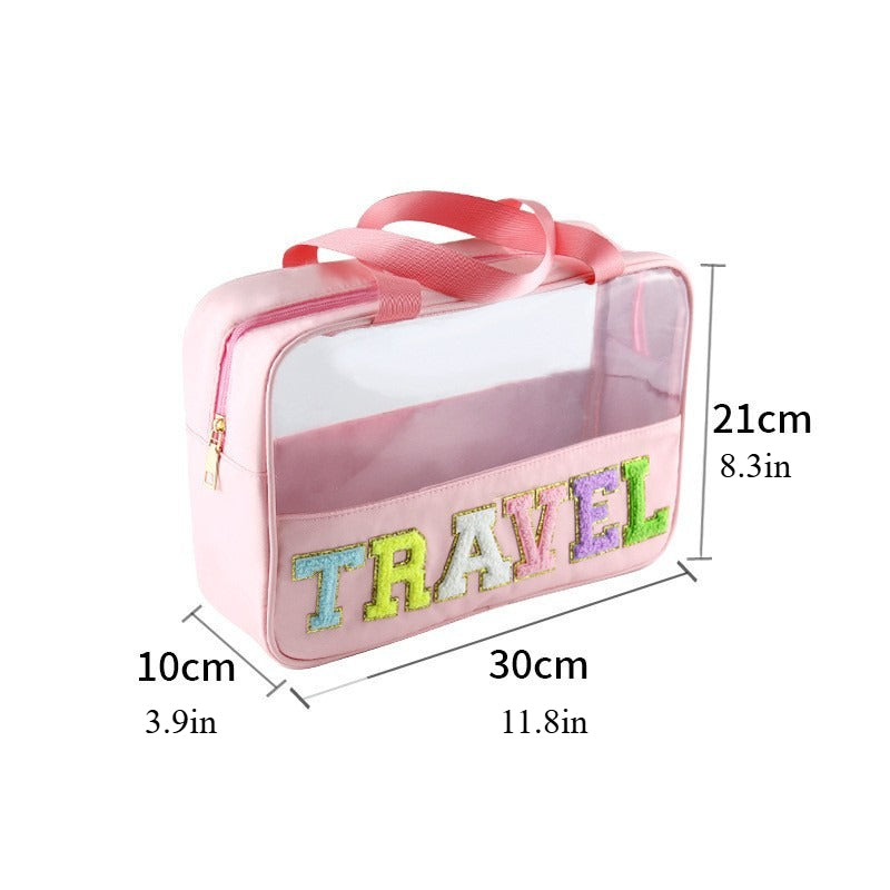 Travel Patch Clear PVC And PU leather Makeup Toiletry Storage Bag