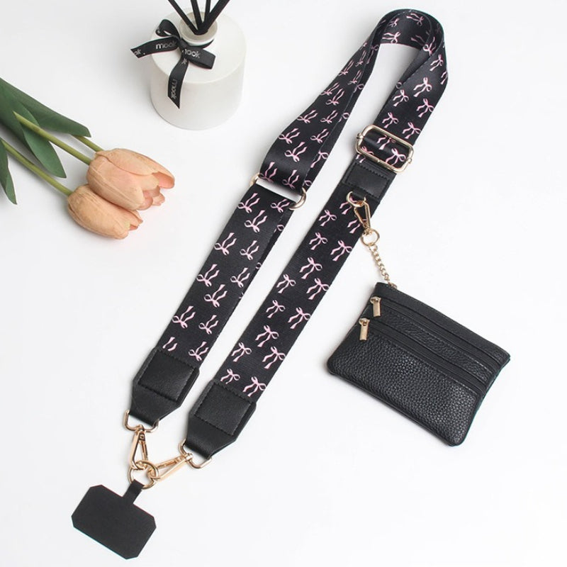 Phone Sling Shouder Strap with Coin Purse-Bow Print