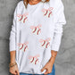 Sequin Bow Baseball Patched Casual Sweatshirt