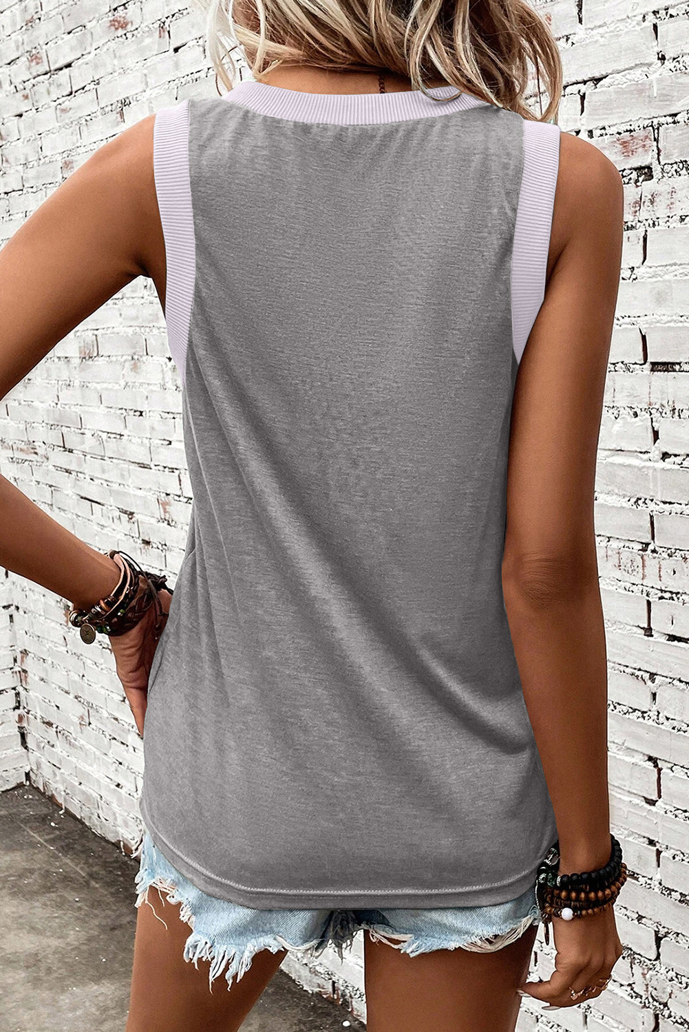 Ribbed V Neck Tank
