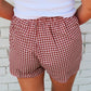 Gingham Printed High Waist Shorts