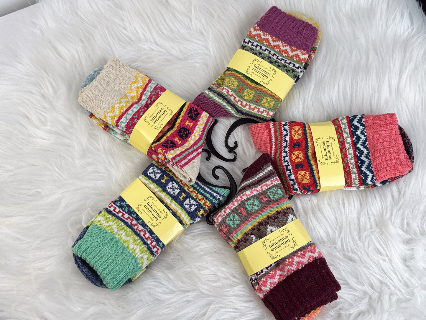 5 Pairs Geometric Pattern Socks Set (JG035)
