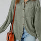 Thermal Ribbed Texture Drop Shoulder Button Up Shacket