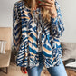Zebra Print Tied Front Puff Sleeve Top