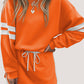 Varsity Stripe Detail Drop Shoulder Pullover Mini Skirt Set