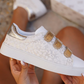 Star Patchwork Sequined Lace-up Sneakers
