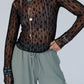 Sheer Floral Lace Long Sleeve Slim Fit Top