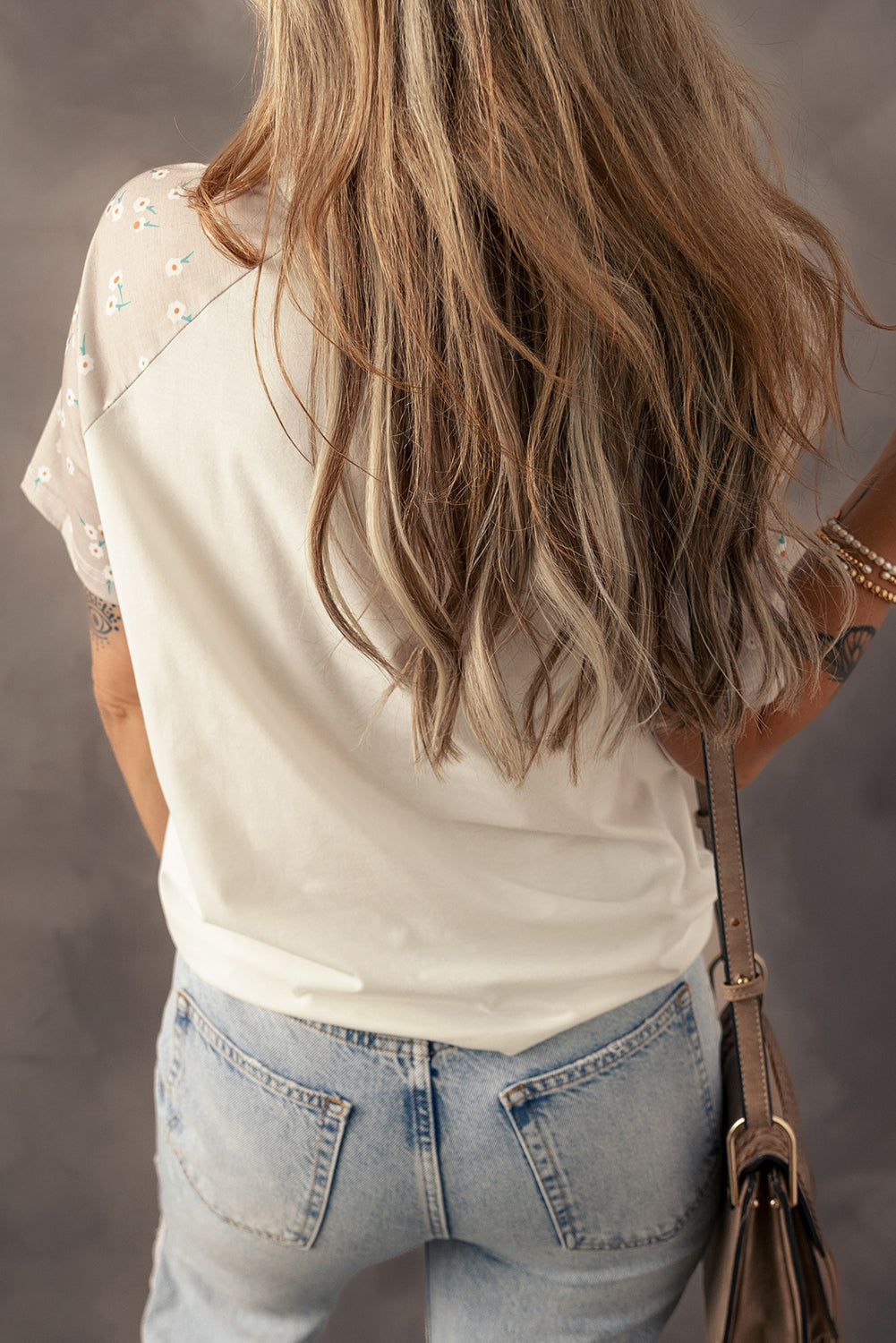 Floral Print Color Block Raglan Sleeve T Shirt