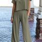 Raw Hem Loose Tee and Wide Leg Pants Set