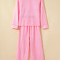 Buttoned Front Long Sleeve Top and Pants 2 Piece Sleepwear
