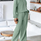Drop Shoulder Zip Up Jacket Drawstring Pants Active 2pcs Set