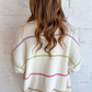 Block Striped Open Front Cardigan With Pocket