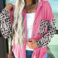 Leopard Patched Twisted Ribbed Western Casual Shacket