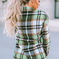 Geometric Plaid Print Pocketed Shacket