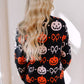 Halloween Pumpkin Bow Knit Button V Neck Sweater Cardigan