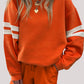 Varsity Striped Sleeve Drop Shoulder Sweatshirt and Short Set