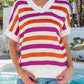 V Neck Short Sleeve Sweater with Side Slits