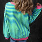 Oversized Contrast Trim Pullover Sweatshirt