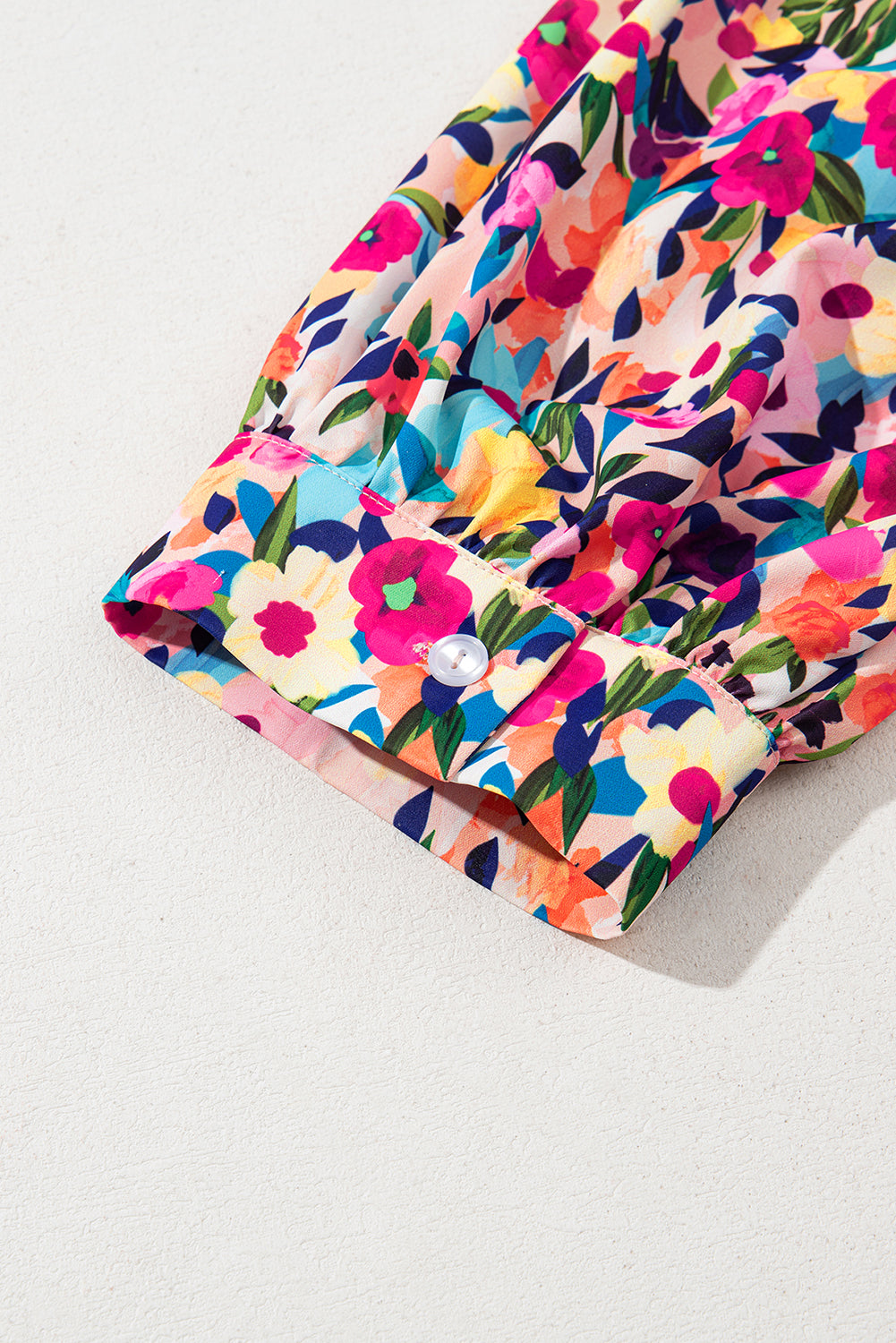 Floral Puff Short Sleeve V Neck Mini Dress