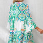 Tribal Print Bracelet Sleeve Buttoned Mini Dress
