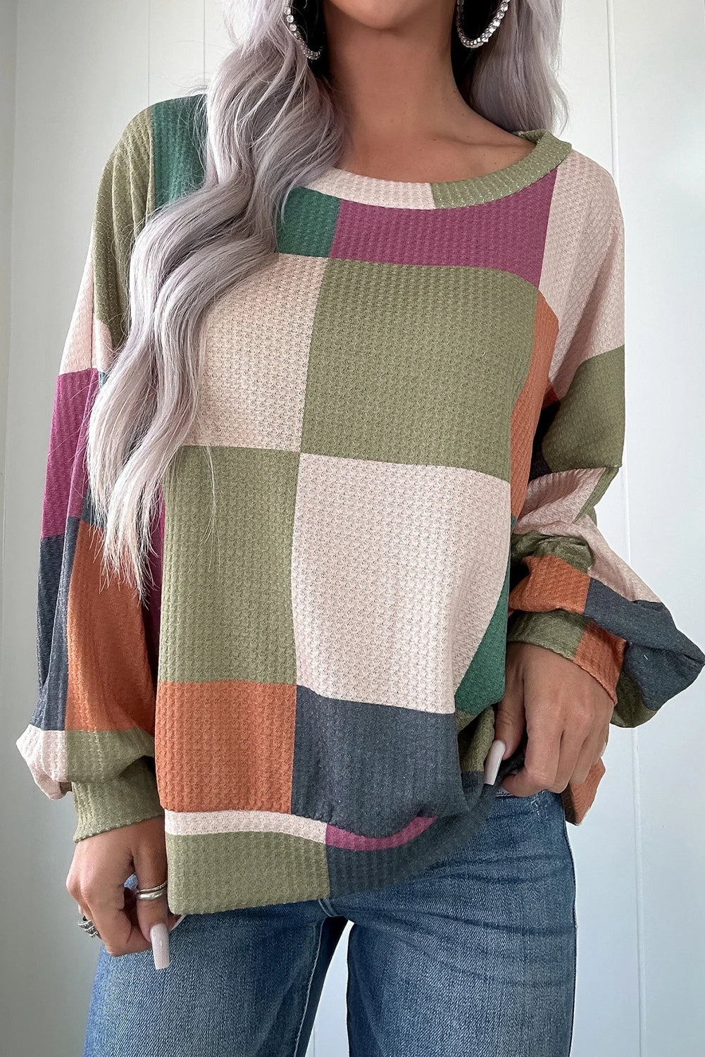 Textured Knit Long Sleeve Loose Top