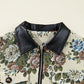 Floral Print Zip Up Contrast Collared Jacket