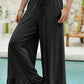 Ruffled Wide Leg Pull On High Waist Pants with Pockets
