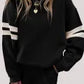 Varsity Striped Sleeve Drop Shoulder Sweatshirt and Short Set