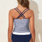 Drawstring Tummy Control Mix-and-match 2pcs Tankini Swimsuit
