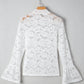 Lace Crochet Bell Sleeve Mock Neck Blouse