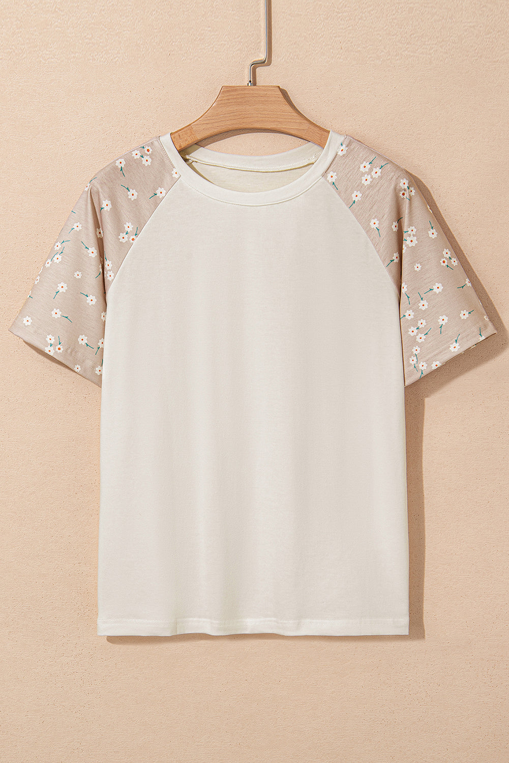 Floral Print Color Block Raglan Sleeve T Shirt