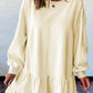 Double Tiered Ruffle Hem Long Sleeve Loose Mini Dress