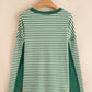 Stripe Thermal Knit Drop Shoulder Casual Top