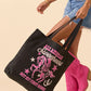 ALL AMERICAN NOT MY FIRST RODEO Letter Bow Print Canvas Tote Bag