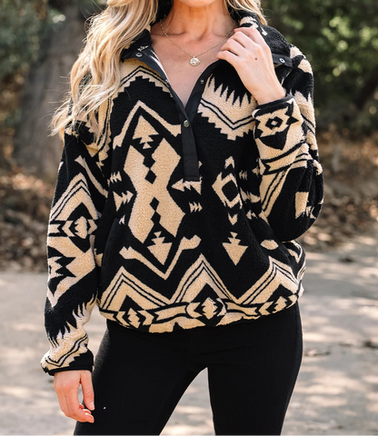 Half Placket Plush Sweatshirt