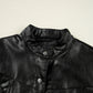Faux Leather Buttoned Front Boxy Jacket