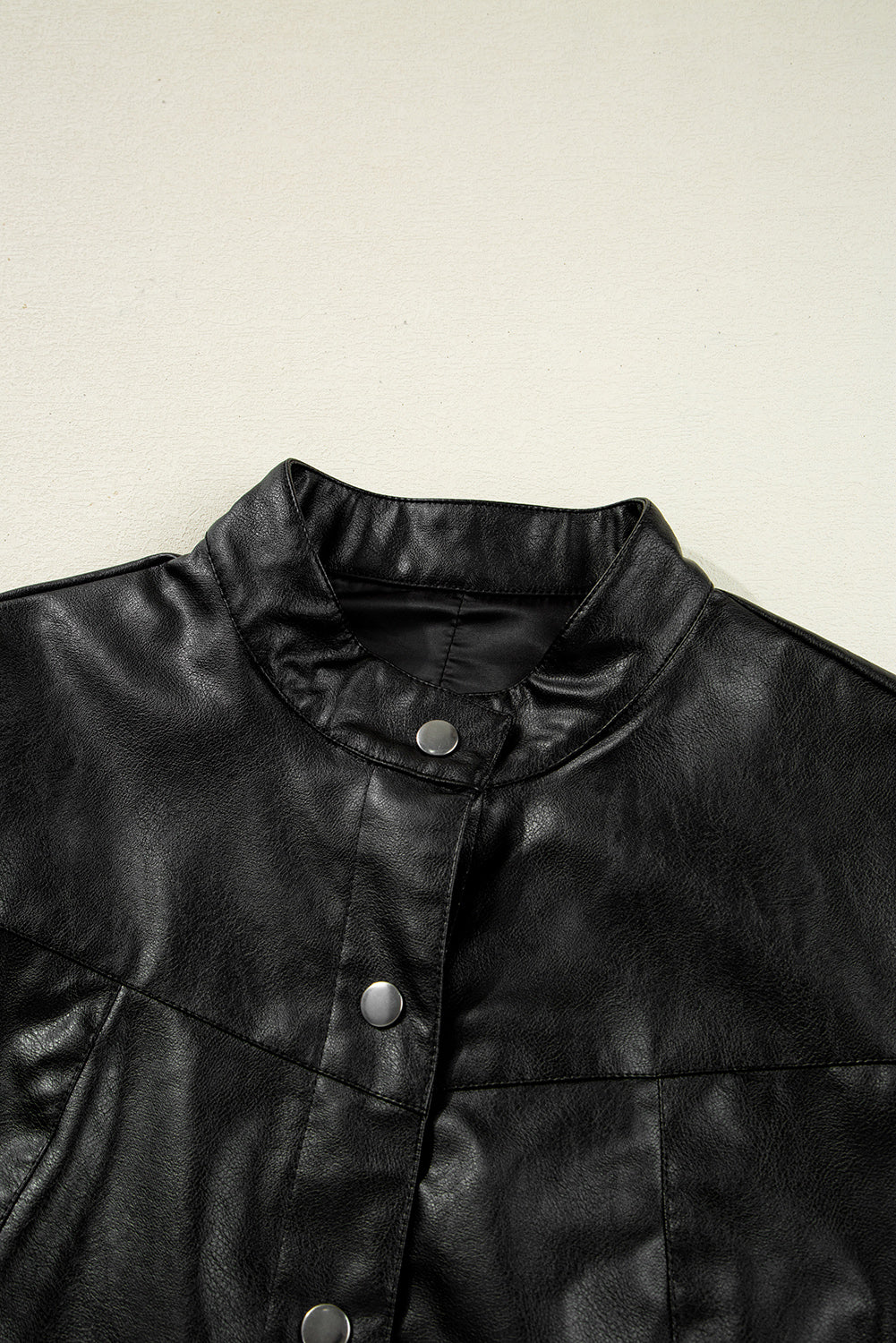 Faux Leather Buttoned Front Boxy Jacket