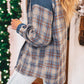 Plaid Corduroy Patchwork Collared Zip Up Snap Button Jacket