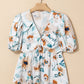 (Pre order 5.5)Floral Puff Sleeve Babydoll Blouse