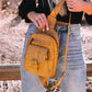 Khaki Vintage Multi Pockets Sling Bag-Yellow
